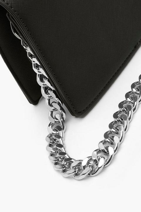 black silver chain cross body bag