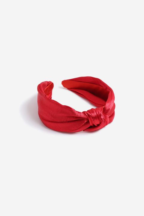 Womens **red Satin Knot Headband - Red, Red