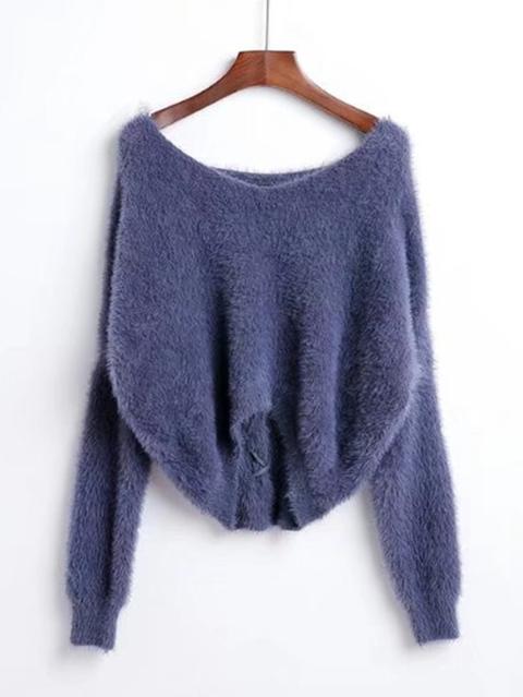 Criss Cross Back Loose Fuzzy Sweater