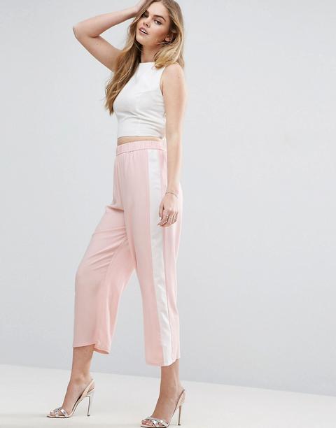 Asos - Pantaloni A Blocchi Di Colore Con Fondo Ampio - Rosa