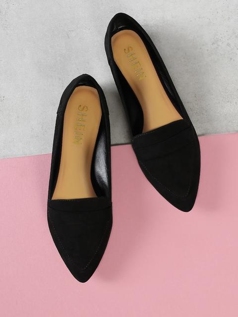 Scarpe Piatte A Punta Con Suede Artificiale