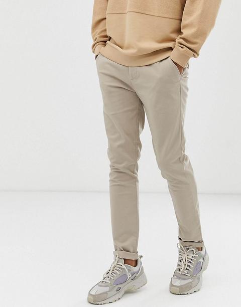 Chinos Ajustados En Beis De Asos Design
