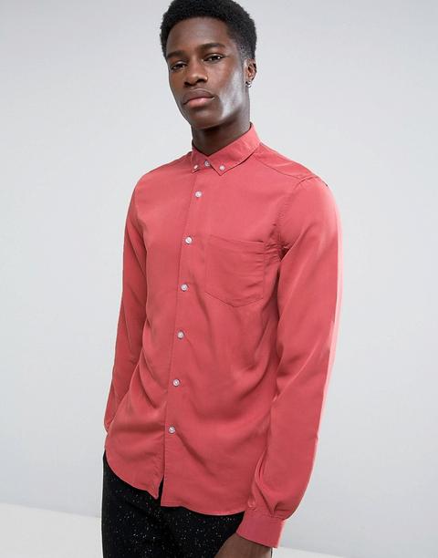 Camisa De Corte Estándar En Viscosa Rosa De Asos