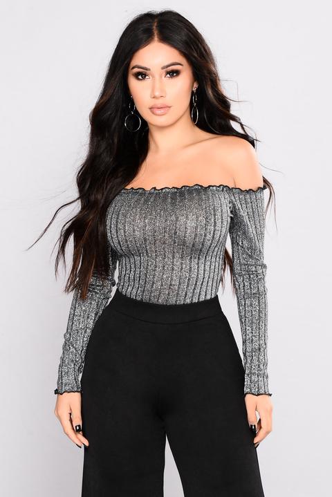 Christa Off Shoulder Top - Silver