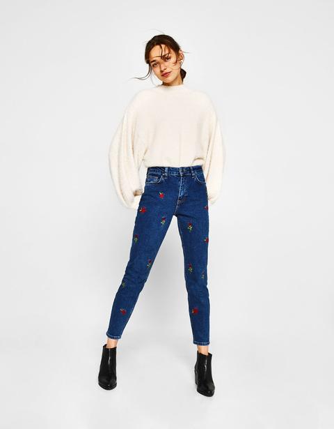 Jeans Skinny Fit Con Ricamo