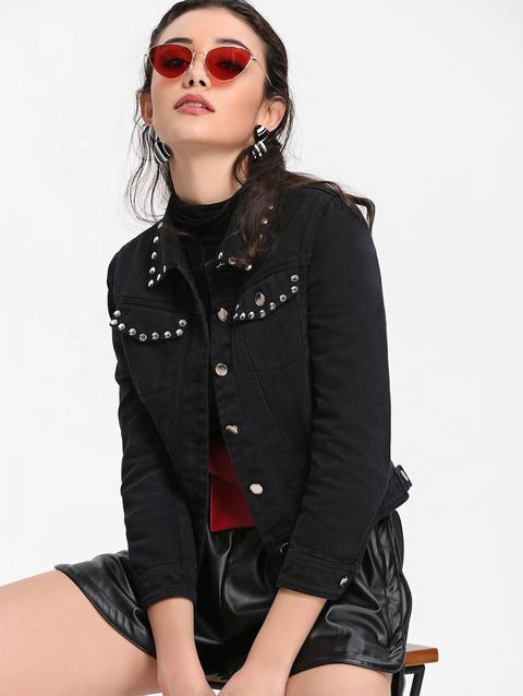 Giacca Di Jeans Borchiata
