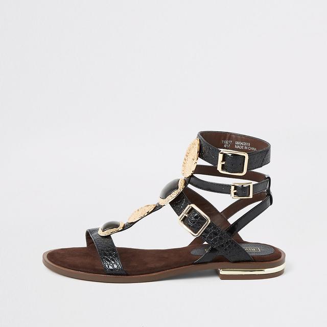 black gem sandals