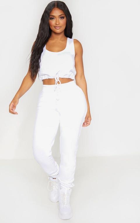 white joggers drawstring