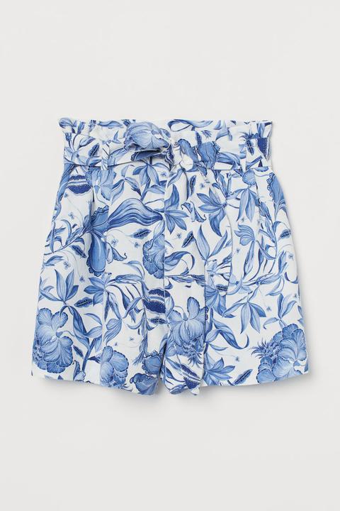 H & M - Shorts Con Vita A Sacchetto - Bianco