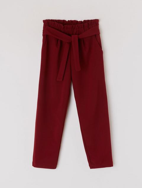 Pantalone Paper Bag Bordeaux