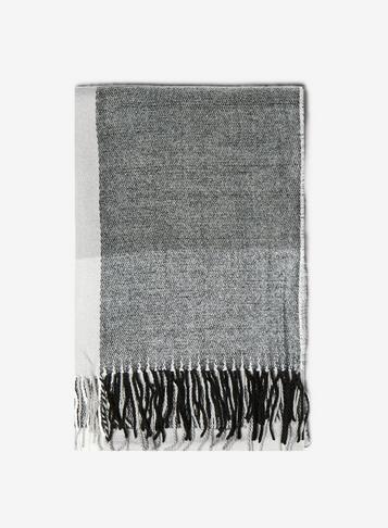 Womens Grey Monochrome Checked Scarf- Grey, Grey