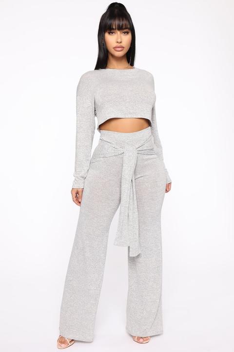 Net Nights Pant Set - Heather Grey