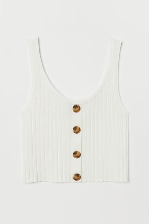 H & M - Top A Costine Con Bottoni - Bianco