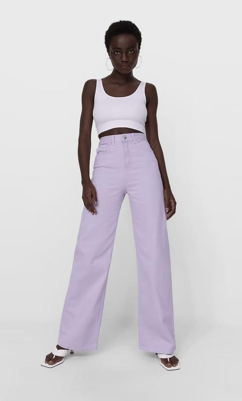 Jeans Super Wide Leg Color from Stradivarius on 21 Buttons