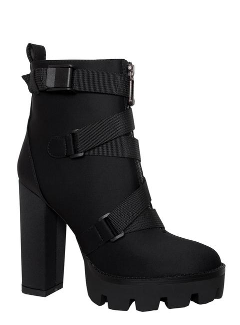 Cairo Black Lycra Buckle Platform Ankle Boots from Simmi Shoes on 21 Buttons