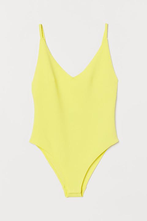 H & M - Body Con Scollo A V - Giallo