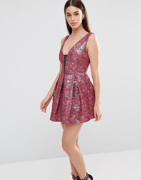 Lashes Of London - Tilly - Vestito Da Cerimonia In Jacquard - Rosso
