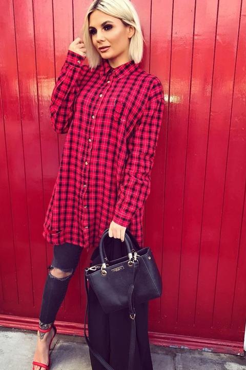 Red Shirts - Sarah Ashcroft Red Checked Oversized Shirt