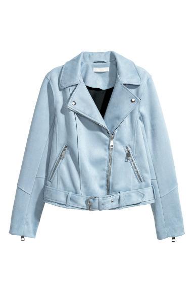 H & M - Giubbotto Biker Finto Camoscio - Blu