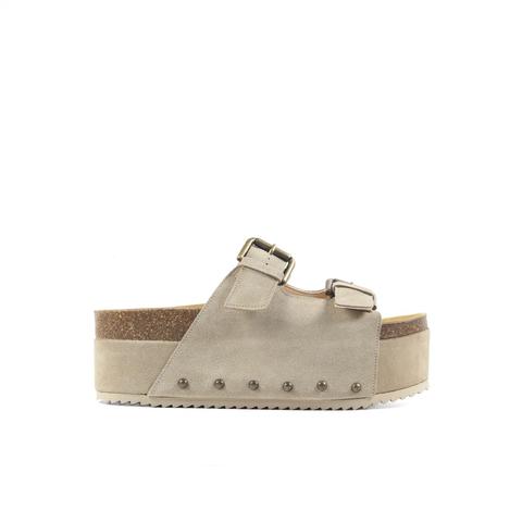 Sandalia Plataforma Tachas Monk Beige