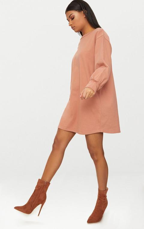 Deep Peach Oversized Sweater Dress from 