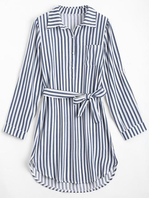 Belted Striped Long Sleeve Dress