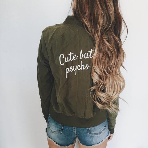 Cute But Psycho Bomber Jacket (olive)