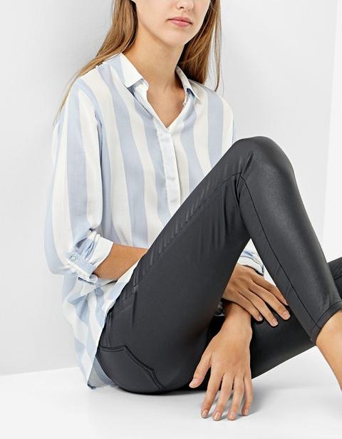 Camicia A Righe Maniche A 3/4 Celeste