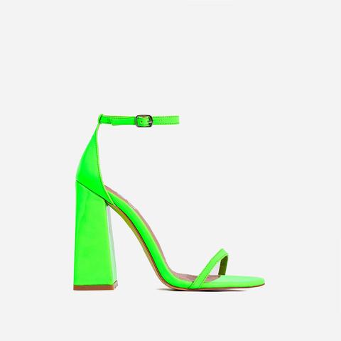 Atomic Square Block Heel In Neon Green 