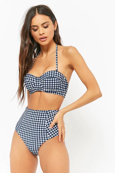 The Weekend Brand By Tee Ink Gingham High-waist Bikini Bottoms