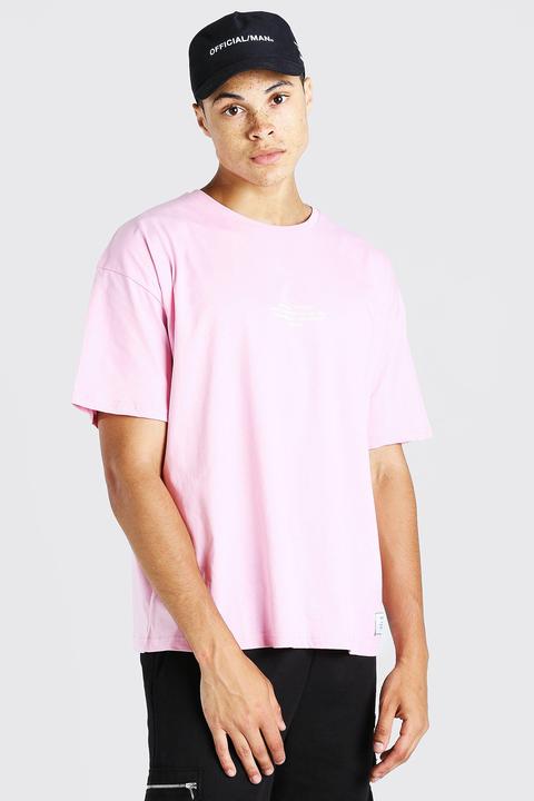 Mens Pink Oversized Man Official Front & Back Print T-shirt, Pink