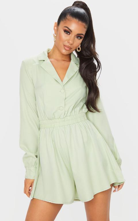 Combishort Fluide À Haut Chemise Vert Sauge, Vert Sauge