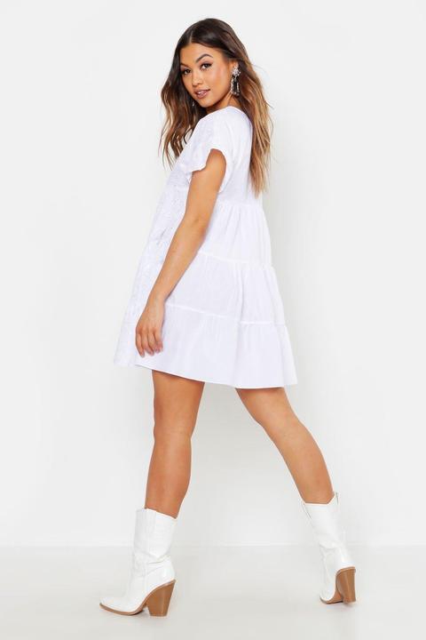 white broderie smock dress