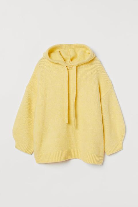 Knitted Hooded Jumper - Yellow