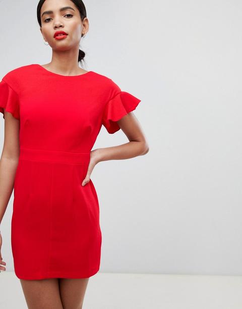 Asos Design - Vestitino Ad Anfora Con Maniche Svasate - Rosso