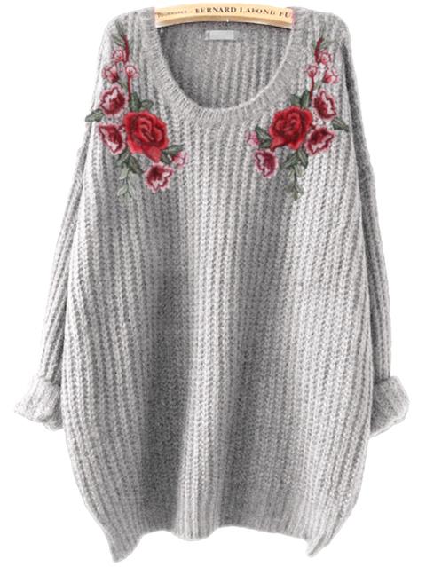 Embroidered Flower Patch Jumper