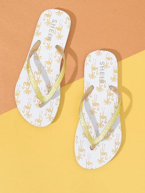 Chancletas De Rayas Brillantes Con Porcelana