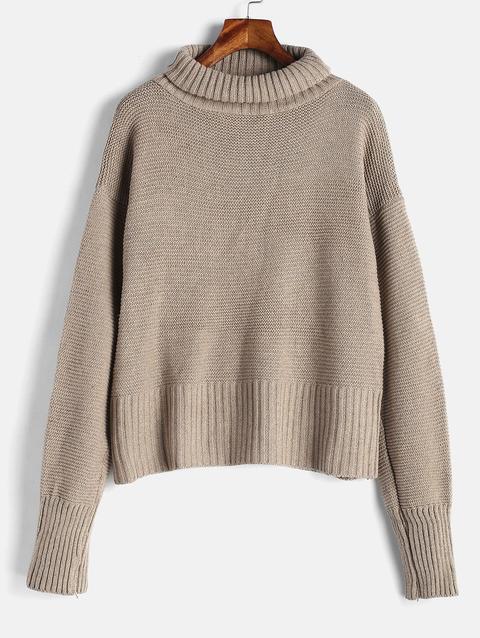 Maglione Con Collo Alto Tan