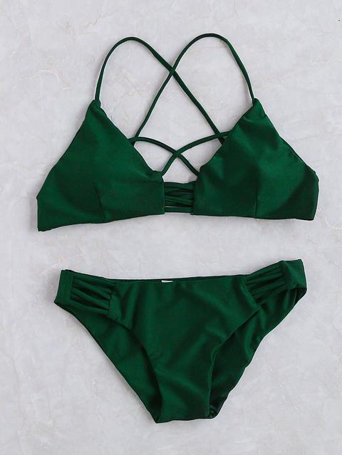 Verde Criss Cross Particolare Triangolo Bikini