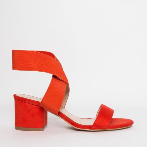 Kady Orange Suede Strappy Mid Block Heels