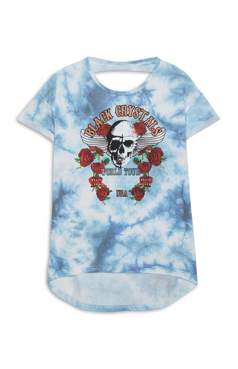 Blue Tie Dye Skull Top