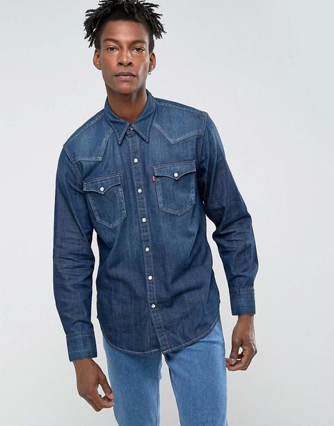 Levis - Barstow - Camicia Di Jeans Stile Western Lavaggio Scuro Carbone - Navy