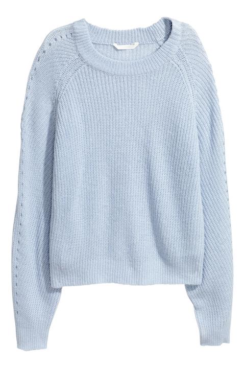 H & M - Pullover In Maglia A Coste - Blu