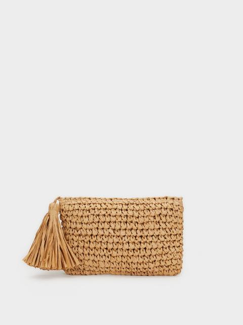 Bolso De Mano Efecto Rafia