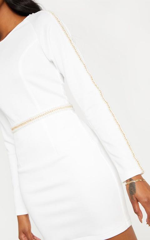 white pearl bodycon dress