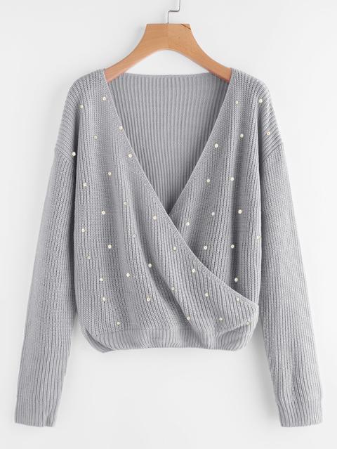 Jersey Cruzado Con Perlas
