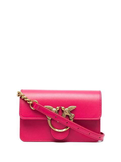 Pinko Bandolera Mini Con Placa Del Logo - Rosa