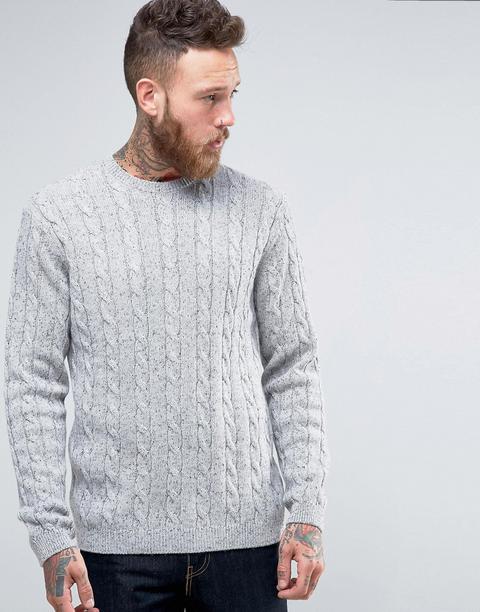 Asos - Maglione A Trecce In Misto Lana - Grigio