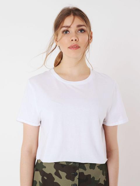 T-shirt Crop Ampio Bianco Ottico