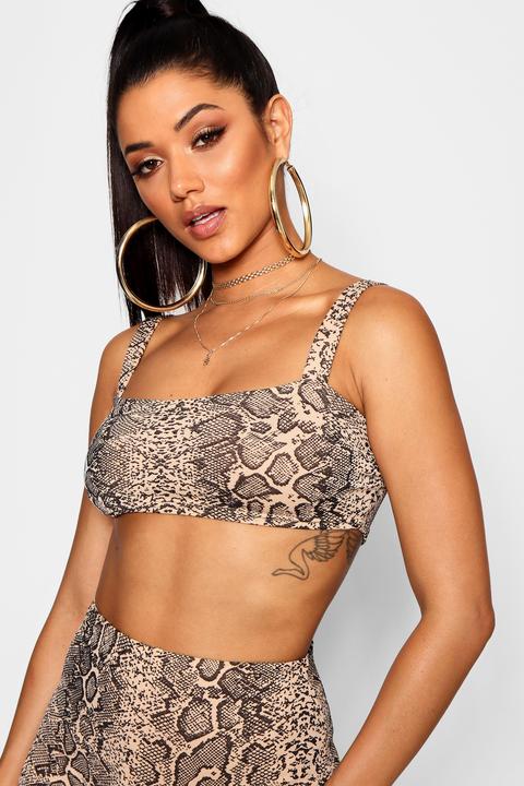 Snake Print Skinny Strap Crop Top